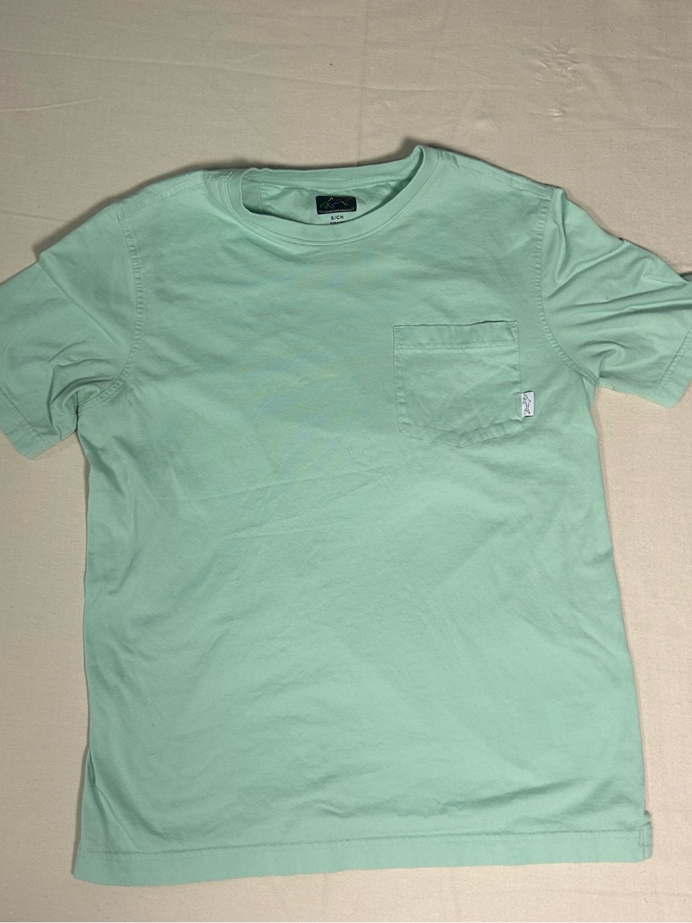 Greg Norman Collection Mint Green Pocket Crew Tee in Small